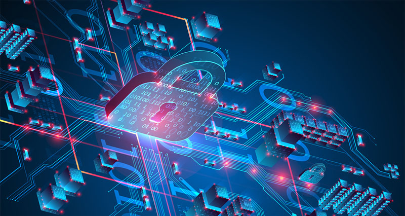 Isometric protection concept. Protect mechanism, system privacy.